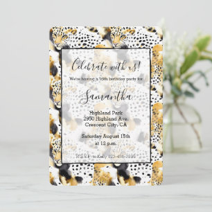 Black Yellow Gold Leopards Animal Print Invitation