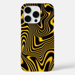 Black Yellow Gold Swirls Texture iPhone 16 Pro Case
