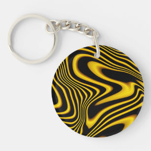 Black Yellow Gold Swirls Texture Key Ring