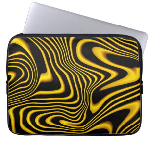 Black Yellow Gold Swirls Texture Laptop Sleeve