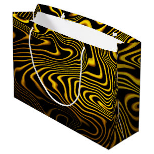 Black Yellow Gold Swirls Texture Large Gift Bag