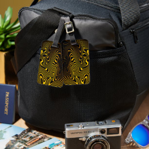 Black Yellow Gold Swirls Texture Luggage Tag