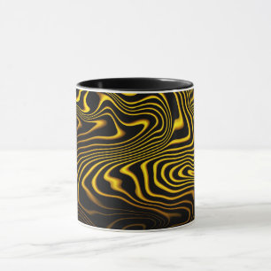 Black Yellow Gold Swirls Texture Mug