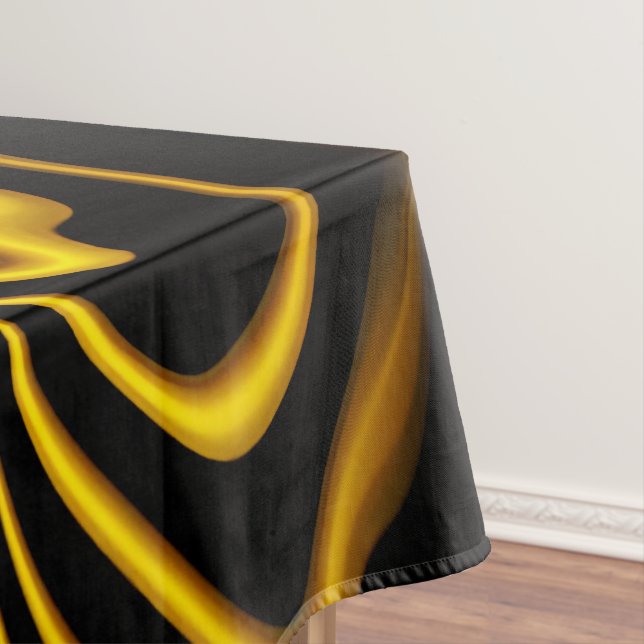 Black Yellow Gold Swirls Texture Tablecloth (In Situ)