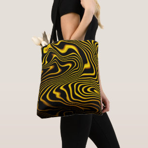 Black Yellow Gold Swirls Texture Tote Bag