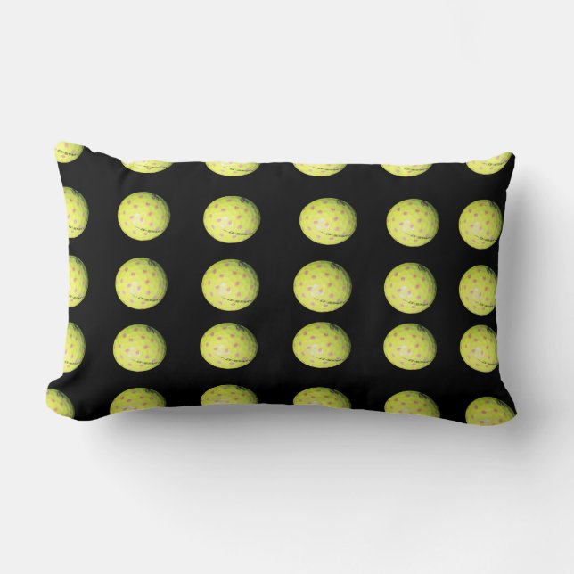 Black Yellow Golf Ball Pattern Lumbar Cushion (Front)