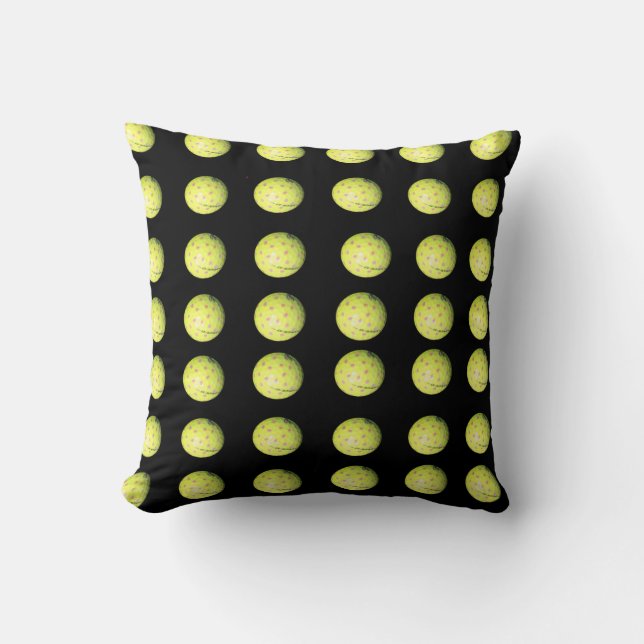 Black Yellow Golf Ball Pattern, Throw Cushion. Cushion (Front)