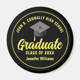 Black Yellow Graduate Custom Graduation Keepsake Magnet