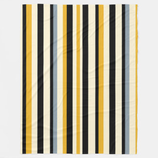 Black,Yellow,Grey and White Stripe Fleece Blanket