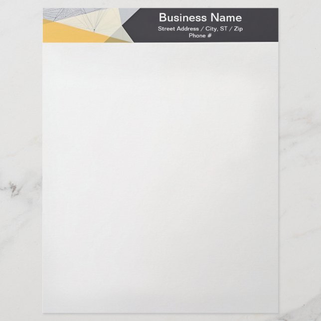 Black Yellow Grey Geometric Border Custom Letterhead (Front)