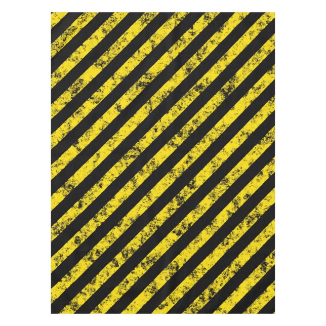 Black Yellow Grunge Caution Tape Stripes Pattern Tablecloth (Front)