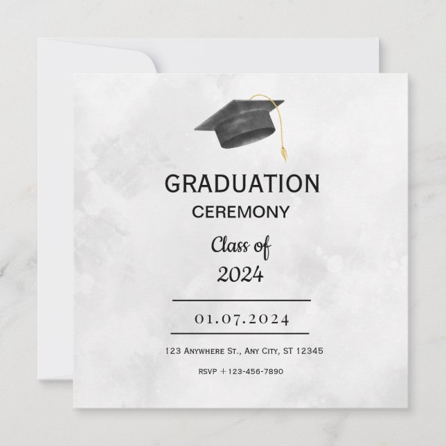 Black Yellow Grunge Graduation Flat Card (Front)