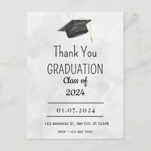 Black Yellow Grunge Graduation Thank You Postcard