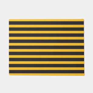 Black Yellow Horizontal Lines Geometric Bee Animal Doormat