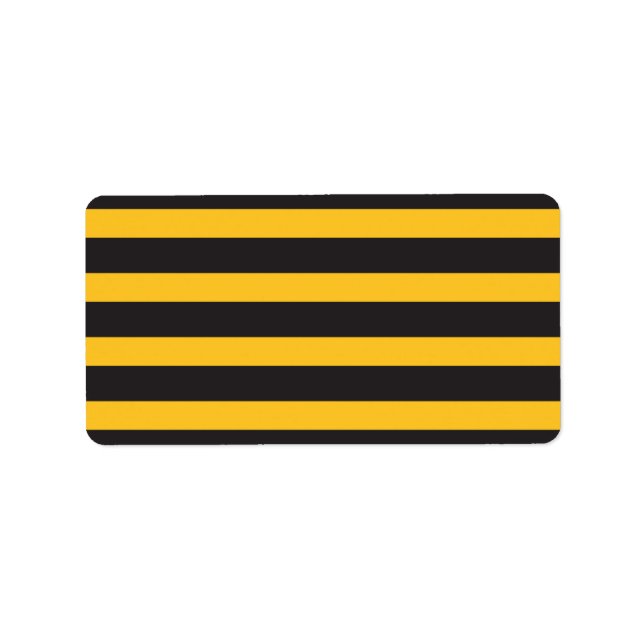 Black Yellow Horizontal Lines Geometric Bee Animal Label (Front)