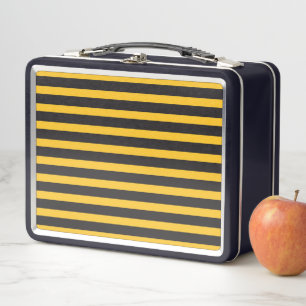 Black Yellow Horizontal Lines Geometric Bee Animal Metal Lunch Box