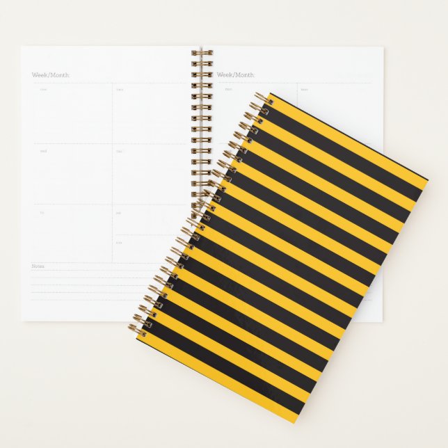 Black Yellow Horizontal Lines Geometric Bee Animal Planner (Display)