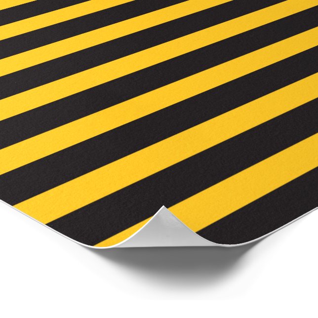 Black Yellow Horizontal Lines Geometric Bee Animal Poster (Corner)