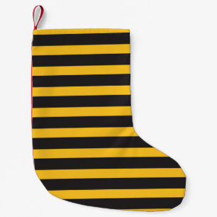 Black Yellow Horizontal Lines Geometric Bee Animal Small Christmas Stocking