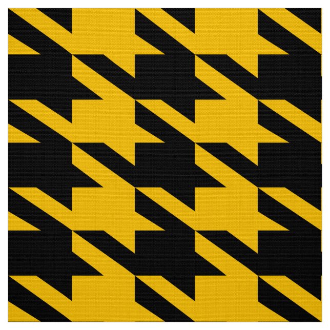 Black & Yellow Houndstooth Seamless Pattern Fabric (Swatch)