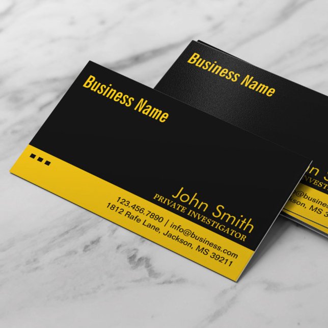 Black & Yellow Investigator Business Card (Creator Uploaded)