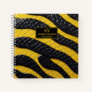 Black & Yellow Luxury Modern Animal skin Notebook