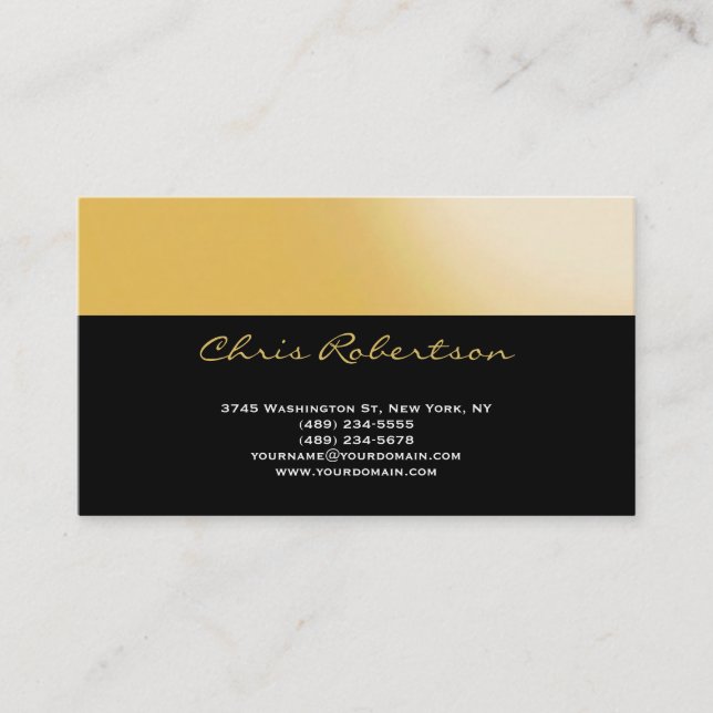 Black Yellow Modern Simple Plain Business Card (Front)