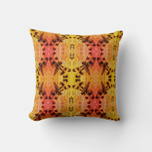 Black, yellow orange fall  dragonfly solid back cushion