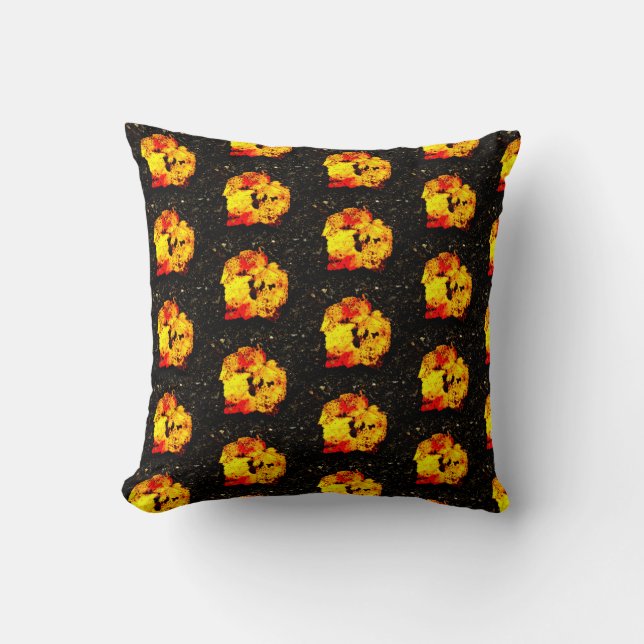 Black, yellow orange fall leaves solid back cushion (Front)
