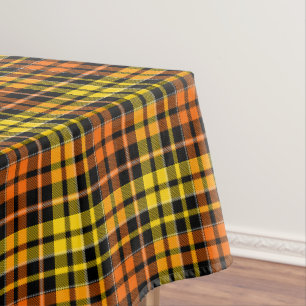 Black Yellow Orange Plaid Tartan Design Tablecloth