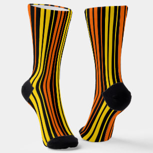 Black Yellow Orange Vertical Stripes Design   Socks