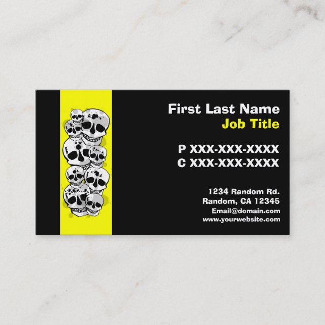 Black yellow paint splat skulls custom cards (Front)