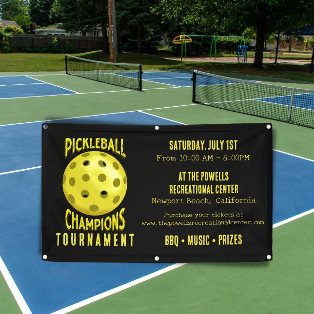 Black Yellow Pickleball Tournament Banner (Creator Uploaded)