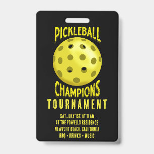 Black Yellow Pickleball Tournament Invitation ID Badge