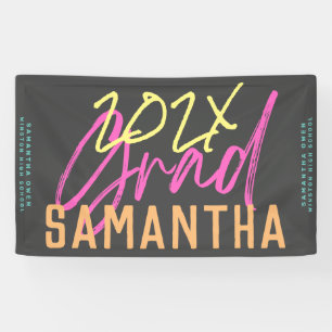 Black Yellow Pink Green High School Grad Funky Banner