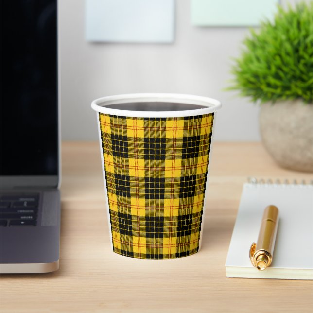 Black Yellow Plaid Paper Cups (Insitu)