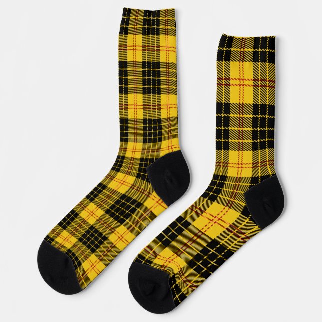 Black Yellow Plaid  Socks (Left)