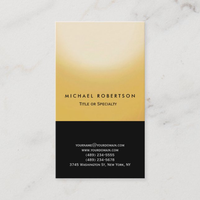 Black Yellow Plain Simple Consultant Business Card (Front)