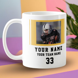 Black Yellow Player Name Number Team Photo Coffee Mug