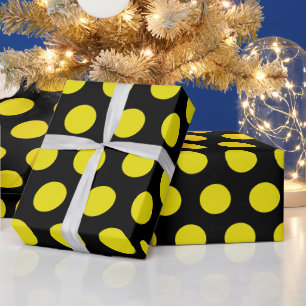 Black & yellow polka Dots modern chic Wrapping Paper