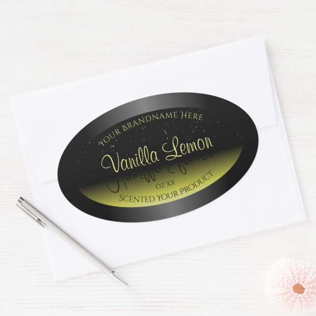 Black Yellow Product Packaging Labels Soft Glitter (Envelope)