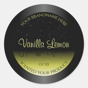 Black Yellow Product Packaging Labels Soft Glitter