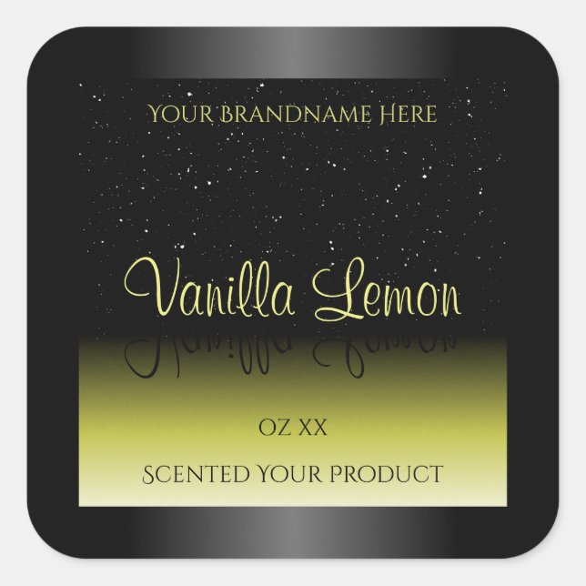 Black Yellow Product Packaging Labels Soft Glitter (Front)