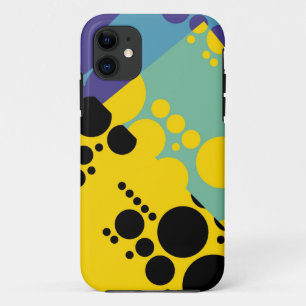 Black Yellow Purple Polka Dots Seamless Pattern iPhone 11 Case