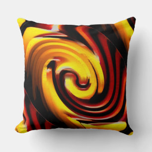 Black Yellow Red Swirls Photography Art Cushion