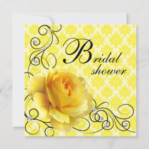 Black Yellow Rose Bridal Shower Invitations