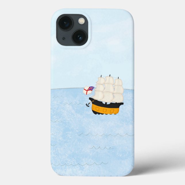 Black & Yellow Sailing Ship on the Open Sea Case-Mate iPhone Case (Back)
