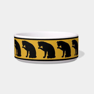 Black & Yellow Silhouette Cat Bowl