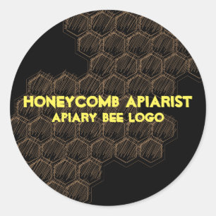 Black Yellow Sketch Honeycomb Classic Round Sticker