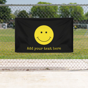 Black Yellow Smile Grin Face Happy Banner